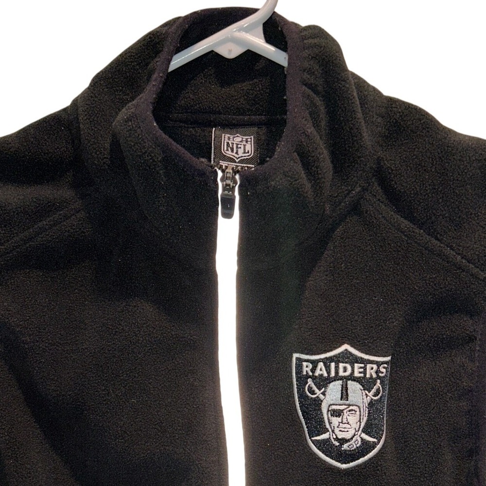 NFL Team Apparel Raiders Fleece Vest Small Men's Black Full Zip Embroidered Logo